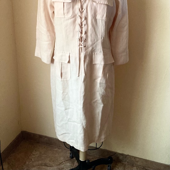 Linen Dress  Corset Shirt, its not pink but a slight pink, off white color - Picture 2 of 6